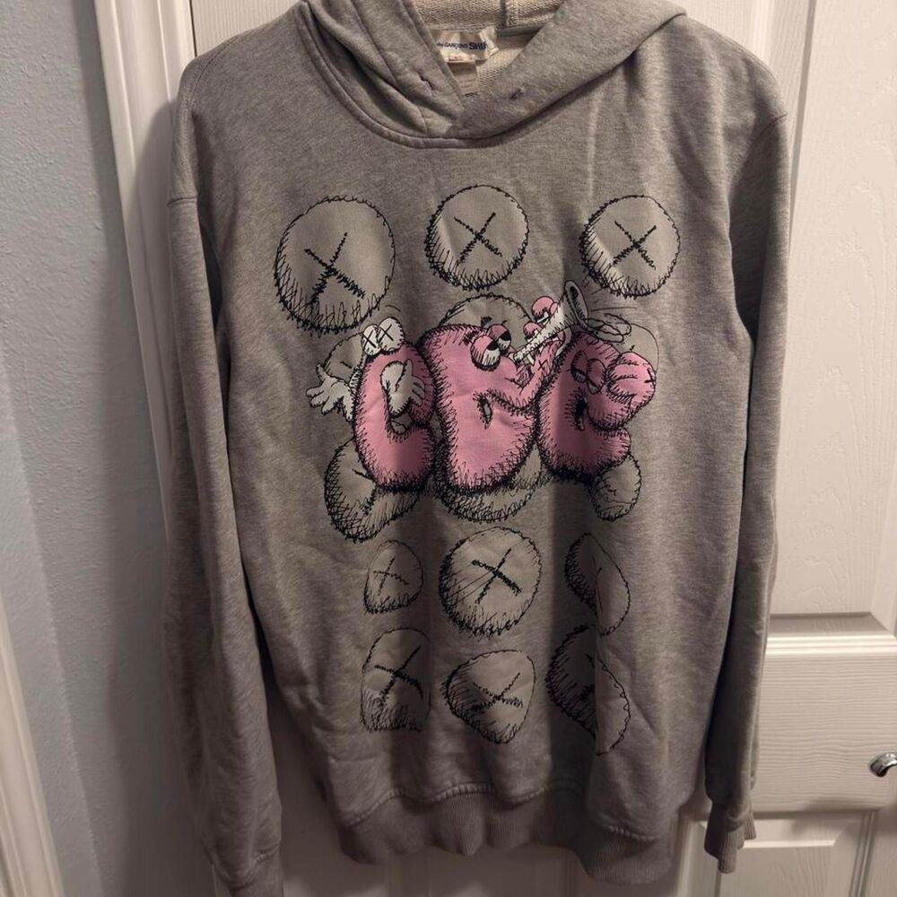 (2021) CDG SHIRT x KAWS Printed Popover Hoodie - Grey - L
